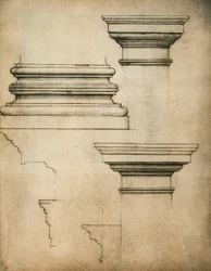 Base and capitals of a pillar (drawing by Michelangelo)